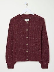 FatFace Chloe Dark Red Cable Cardigan - Image 1 of 6