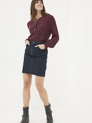 FatFace Chloe Dark Red Cable Cardigan - Image 3 of 6