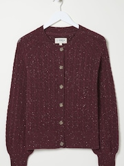 FatFace Chloe Dark Red Cable Cardigan - Image 6 of 6
