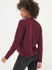 FatFace Grace Dark Red Cotton Cashmere Blend Cardigan - Image 2 of 5