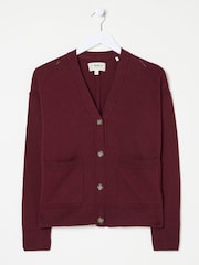 FatFace Grace Dark Red Cotton Cashmere Blend Cardigan - Image 5 of 5