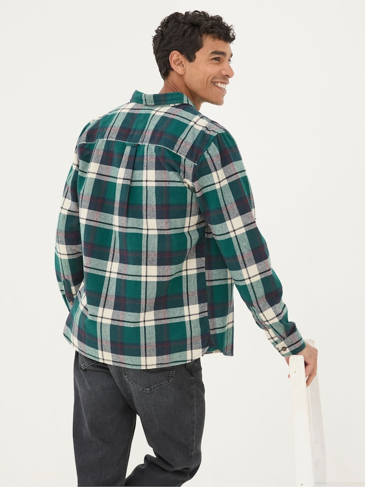 FatFace Green Long Sleeve Blake Check Shirt - Image 2 of 5 FatFace Green Long Sleeve Blake Check Shirt - Image 2 of 5