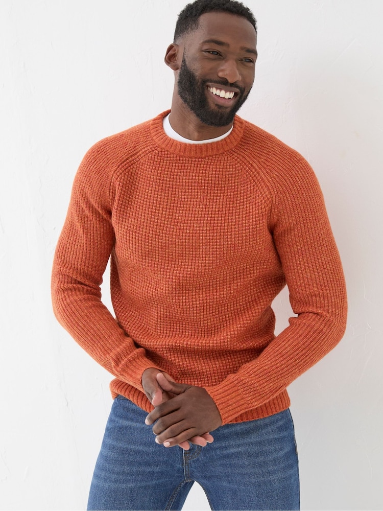 FatFace Calder Orange Crew Neck Jumper - Image 1 of 5