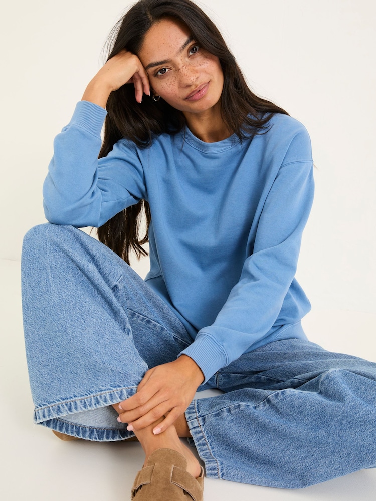 FatFace Georgia Blue Cobalt Crew Sweatshirt - Image 7 of 9
