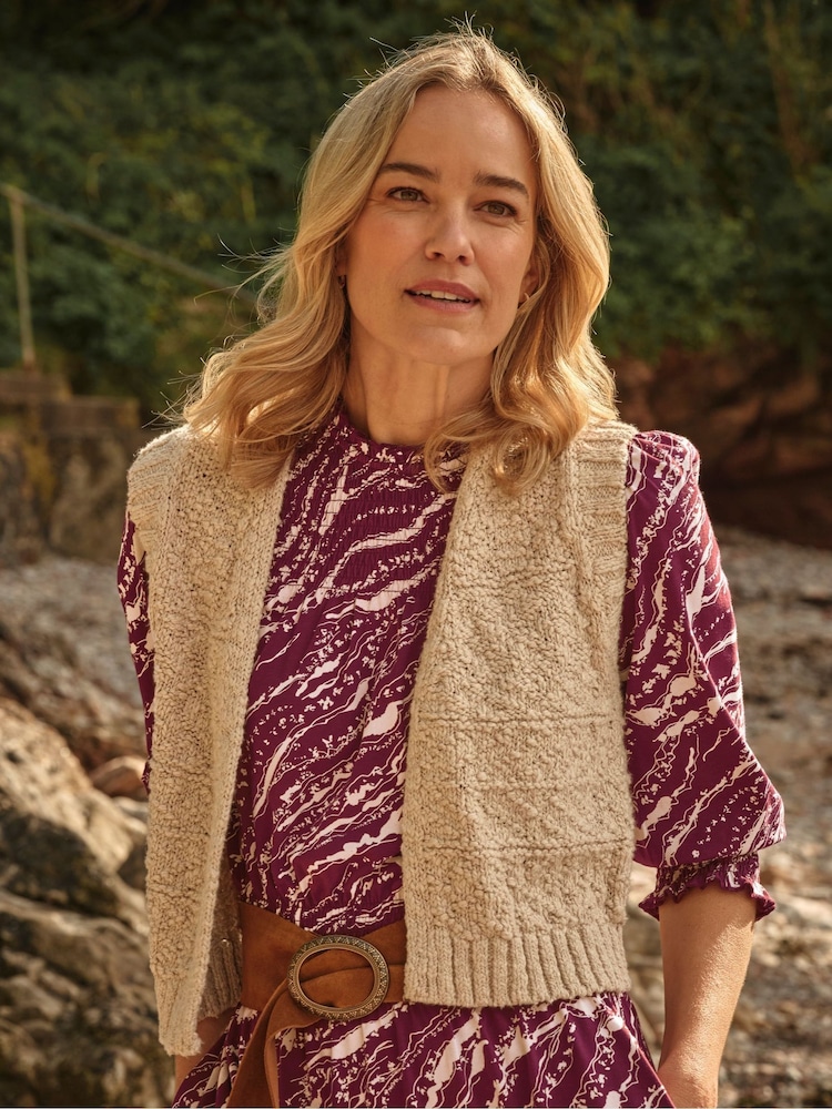 FatFace Talia Natural Pattern Waistcoat - Image 1 of 6