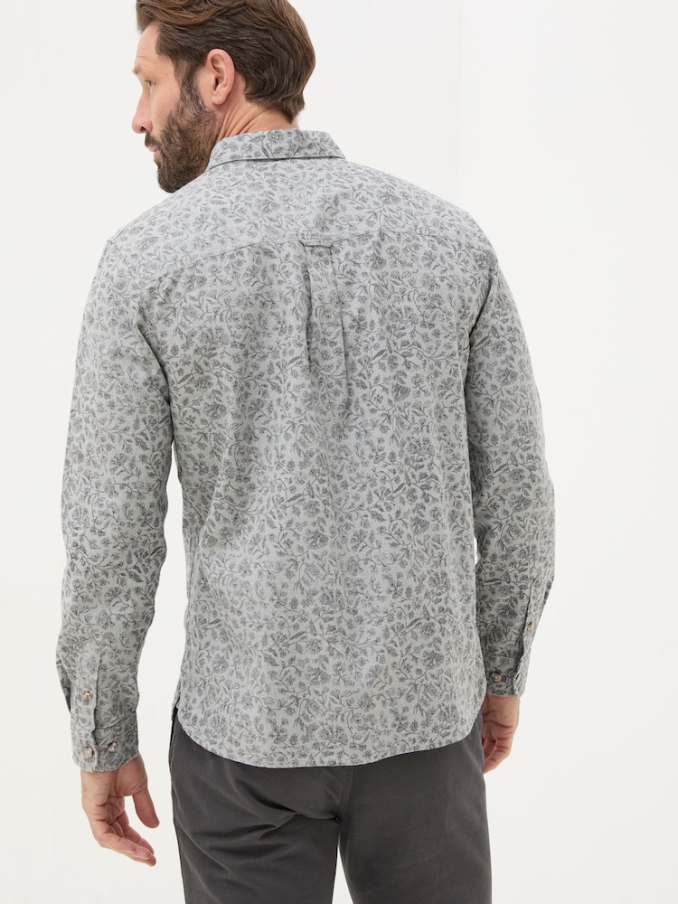 FatFace Grey Long Sleeve Sketch Floral Print Shirt - Image 2 of 5