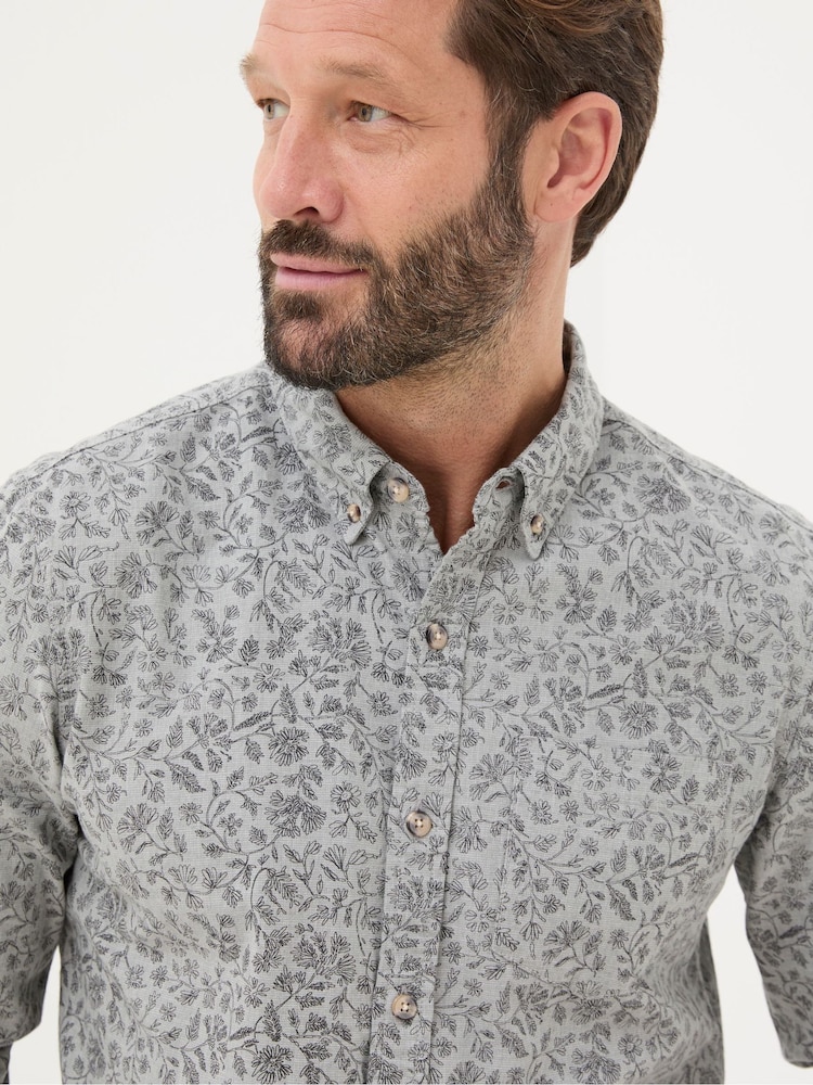 FatFace Grey Long Sleeve Sketch Floral Print Shirt - Image 5 of 5
