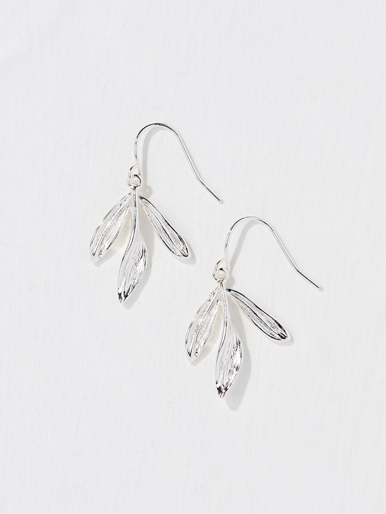FatFace Silver Tone Large Leaf Earring - Image 1 of 2