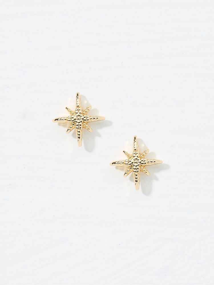 FatFace Gold Tone Textured Stud Earrings - Image 1 of 2
