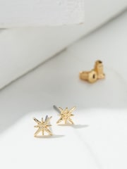 FatFace Gold Tone Textured Stud Earrings - Image 2 of 2