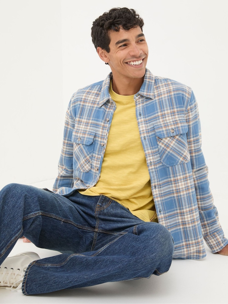 FatFace Bardon Blue/Yellow 100% Cotton Long Sleeve Check Shirt - Image 1 of 5 FatFace Bardon Blue/Yellow 100% Cotton Long Sleeve Check Shirt - Image 1 of 5