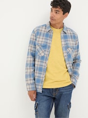 FatFace Bardon Blue/Yellow 100% Cotton Long Sleeve Check Shirt - Image 2 of 5
