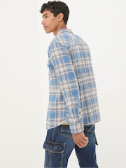 FatFace Bardon Blue/Yellow 100% Cotton Long Sleeve Check Shirt - Image 3 of 5