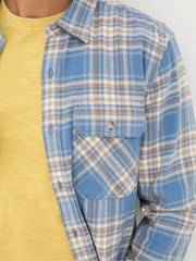 FatFace Bardon Blue/Yellow 100% Cotton Long Sleeve Check Shirt - Image 4 of 5