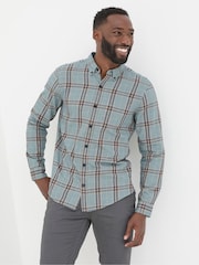 FatFace Charlton Blue Long Sleeve Check 100% Cotton Shirt - Image 1 of 6