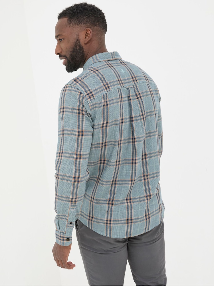 FatFace Charlton Blue Long Sleeve Check 100% Cotton Shirt - Image 2 of 6