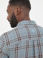 FatFace Charlton Blue Long Sleeve Check 100% Cotton Shirt - Image 5 of 6