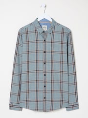 FatFace Charlton Blue Long Sleeve Check 100% Cotton Shirt - Image 6 of 6