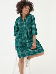 FatFace Sara Green Bubble Cord Check Dress - Image 1 of 5