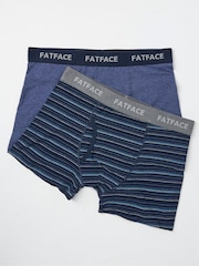 FatFace Blue Barton Stripe Boxers 2 Pack - Image 1 of 2