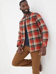 FatFace Orange Long Sleeve Blake Check Shirt - Image 1 of 3