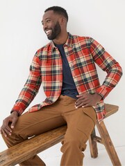 FatFace Orange Long Sleeve Blake Check Shirt - Image 2 of 3
