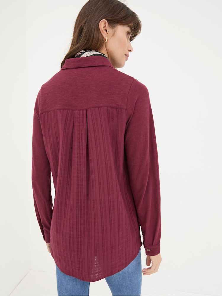 FatFace Sammy Burgundy Red Shirt Tunic - Image 2 of 6 FatFace Sammy Burgundy Red Shirt Tunic - Image 2 of 6