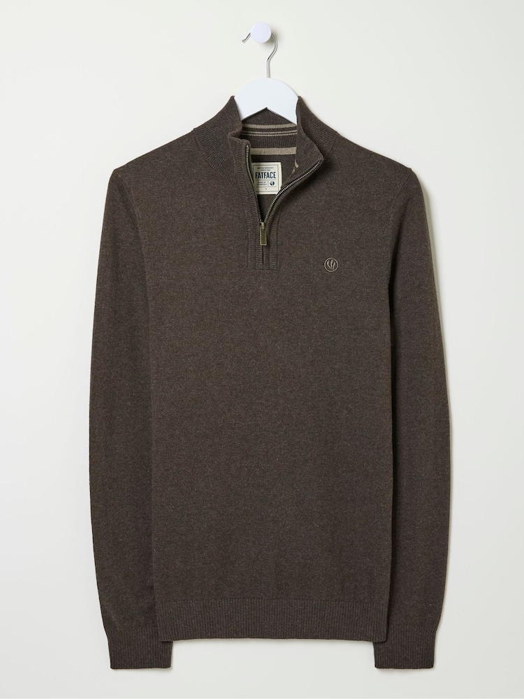 FatFace Rye Brown Half-Neck Jumper - Image 5 of 5