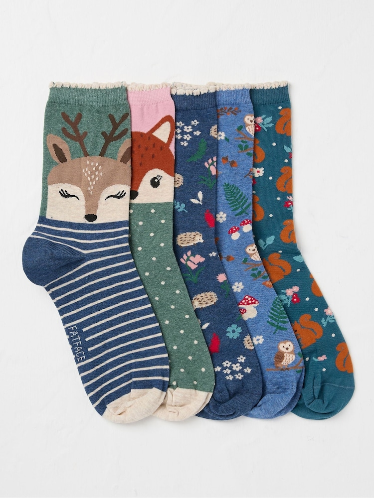 FatFace Woodland Women's Socks 5 Pack (size 4-7) - Image 1 of 2