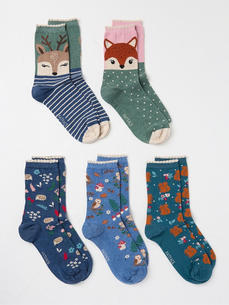 FatFace Woodland Women's Socks 5 Pack (size 4-7) - Image 2 of 2
