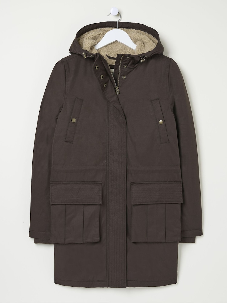 FatFace Petra Brown Parka Brown Coat - Image 6 of 6
