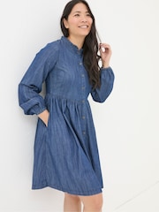 FatFace Corrie Blue Denim Dress - Image 4 of 6