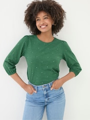 FatFace Penny Green Top - Image 1 of 2