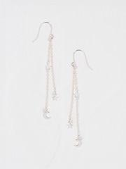 FatFace Silver Tone Star Chain Earrings - Image 1 of 2