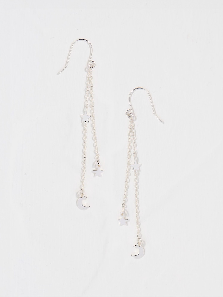 FatFace Silver Tone Star Chain Earrings - Image 1 of 2 FatFace Silver Tone Star Chain Earrings - Image 1 of 2