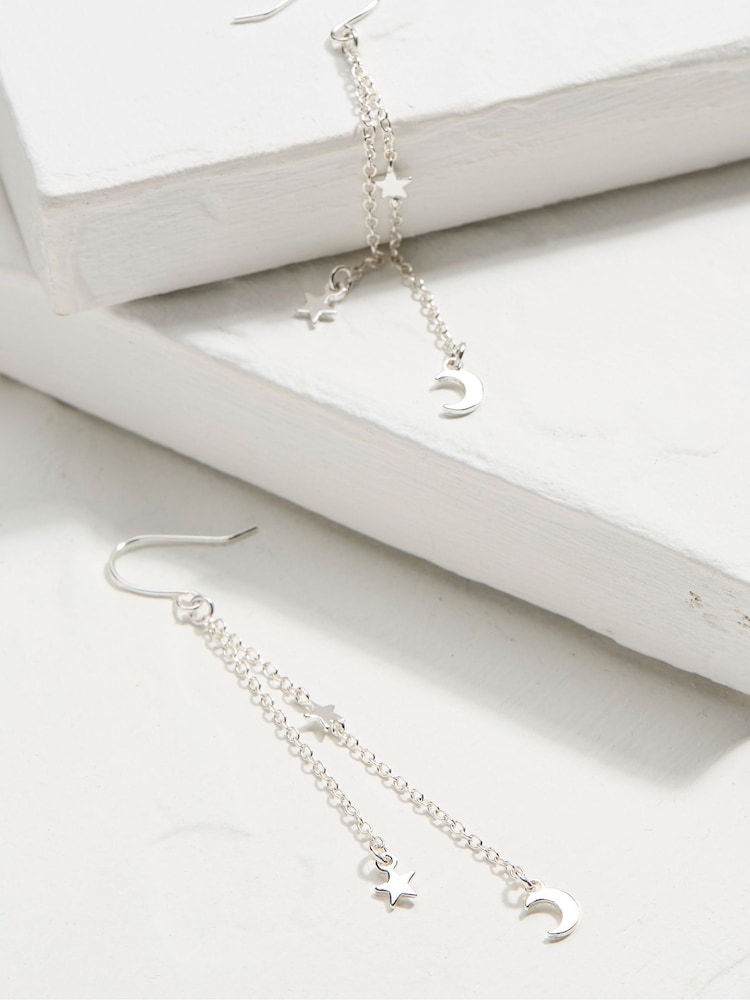 FatFace Silver Tone Star Chain Earrings - Image 2 of 2 FatFace Silver Tone Star Chain Earrings - Image 2 of 2