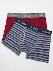 FatFace Red Milford Stripe Boxers 2 Pack - Image 1 of 2