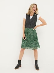 FatFace Kayleigh Green Floral Marks Pleated Skirt - Image 1 of 5