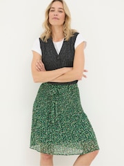 FatFace Kayleigh Green Floral Marks Pleated Skirt - Image 3 of 5