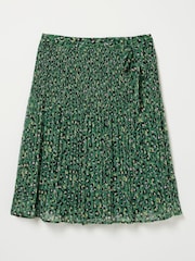 FatFace Kayleigh Green Floral Marks Pleated Skirt - Image 5 of 5