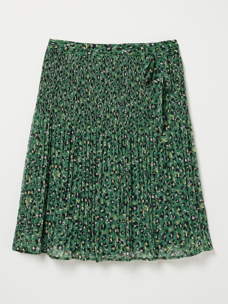 FatFace Kayleigh Green Floral Marks Pleated Skirt - Image 5 of 5