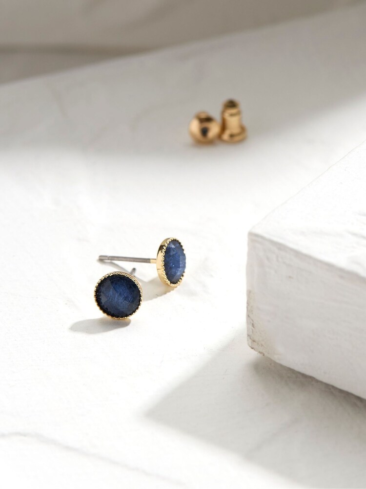 FatFace Gem Blue Studs Earrings - Image 2 of 2