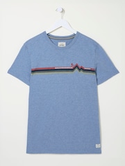FatFace Blue Bike Chest Stripe T-Shirt - Image 5 of 6