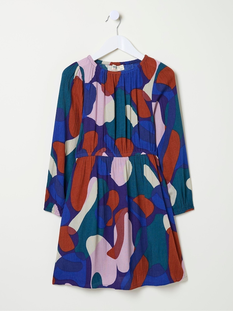 FatFace Sasha Blue Abstract Dress - Image 5 of 5
