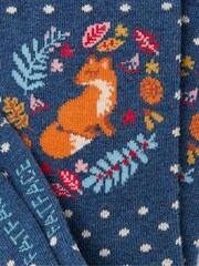 FatFace Blue Fox Wreath Womens Socks 1 Pack (size 4-7) - Image 2 of 2