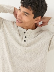 FatFace Arundel Ecru White Textured Henley T-Shirt - Image 4 of 5
