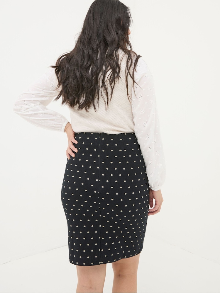 FatFace Jennie Black Metallic Spot Skirt - Image 2 of 5
