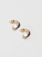 FatFace Blue Enamel Huggy Hoops - Image 1 of 2