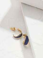 FatFace Blue Enamel Huggy Hoops - Image 2 of 2