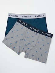 FatFace Grey Dinosaur Boxers 2 Pack - Image 1 of 2